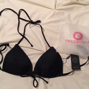 Relleciga Black Push Up Triangle Bikini Top